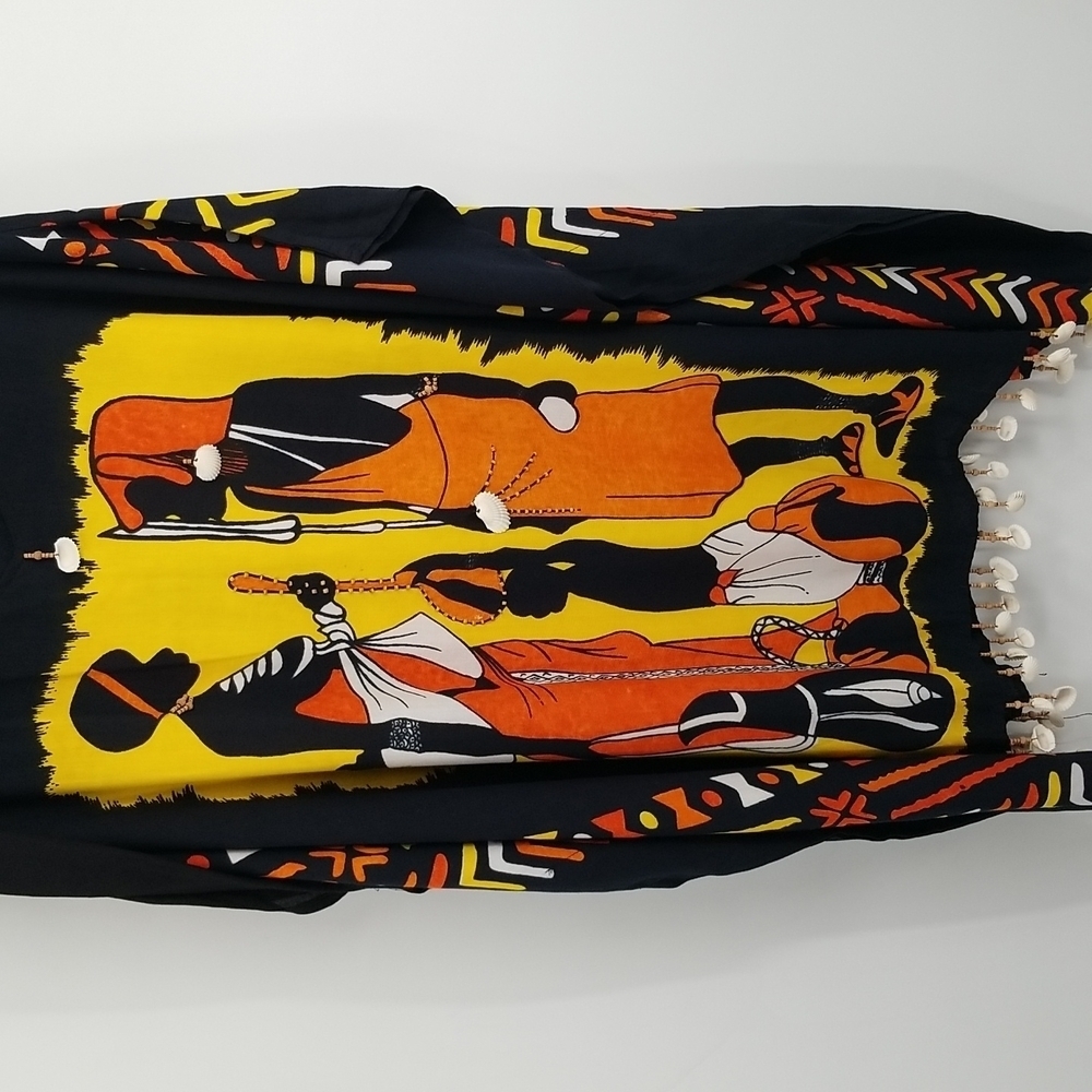 Meetu Magic Ethnic Caftan‎ Tunic Top with Shell Embellishments & Bonus Scarf - Picture 11 of 11
